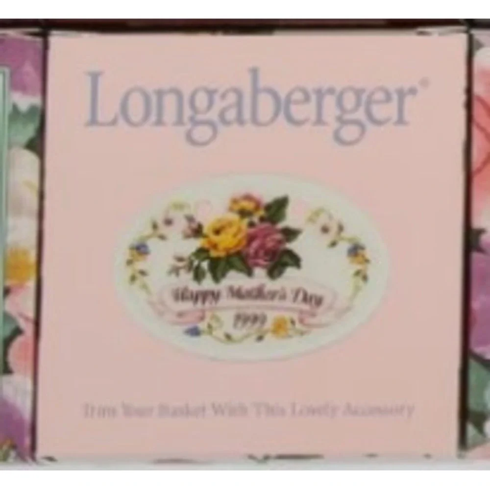 VTG Longaberger Basket Tie‎ On Mother's Day 1999 Ceramic Floral Charm NIB